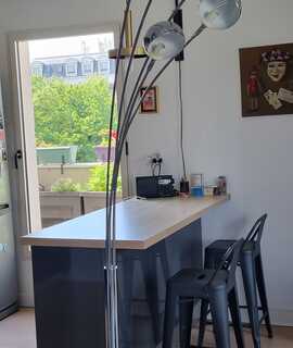 Divers lampe 5 arcs en inox et pied en marbre
