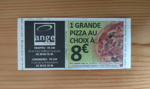 Divers coupon grande pizza à 8€ boulangeries ANGE