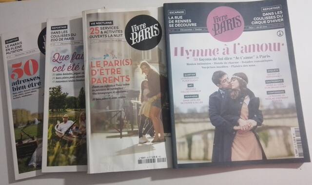 Livres-Revues 4 magazines "Vivre Paris" 2015