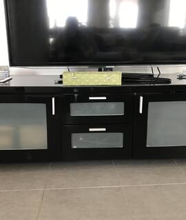 Meubles meuble TV laqué noir