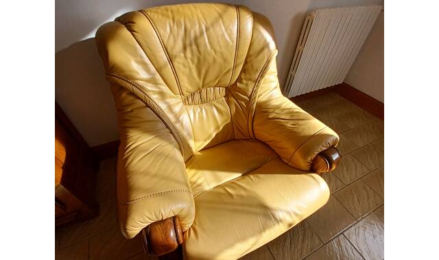 Meubles canapé cuir + 2 fauteuils