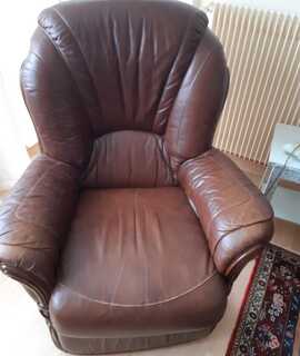 Meubles fauteuil cuir marron