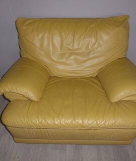 Meubles fauteuil jaune cuir