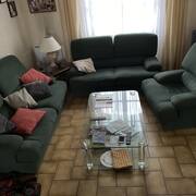 Meubles salon 3 pièces (2 canapés + 1 fauteuil) en tissu vert