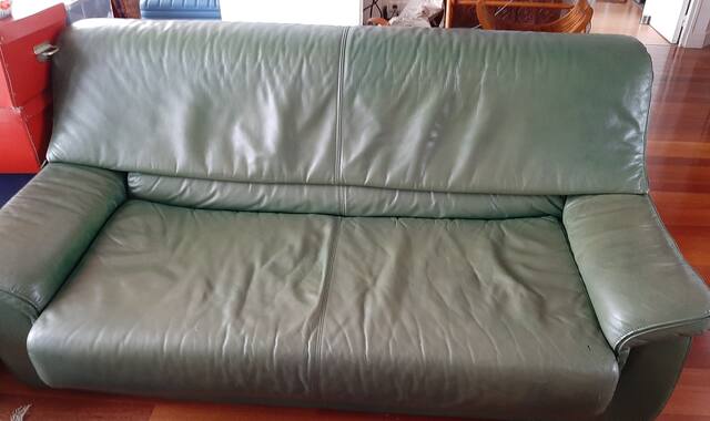 Meubles canapé convertible  en cuir vert foncé