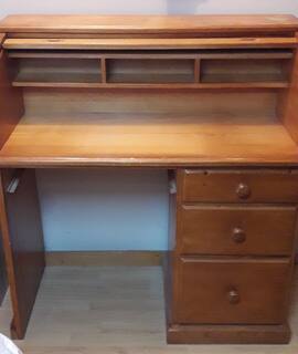 Meubles bureau cylindre en bois