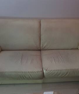 Mobilier canapé simili cuir clair 3 places