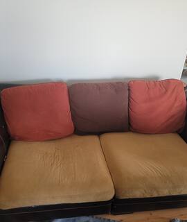 Mobilier canapé marron en 3 pièces