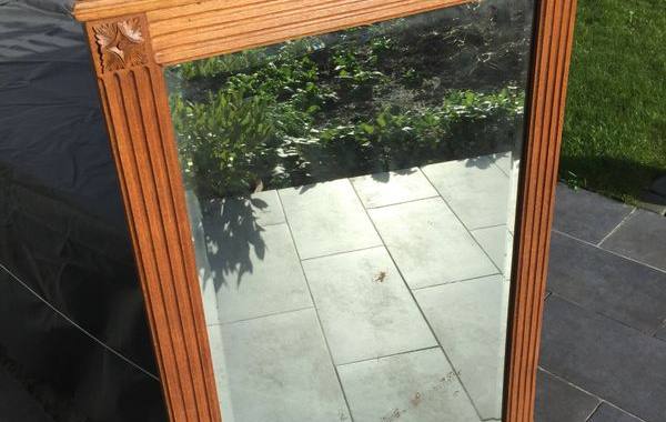 Antiquités grand miroir en chêne