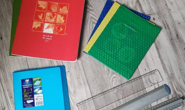 Divers lot de cahiers (grands et petits) + règles