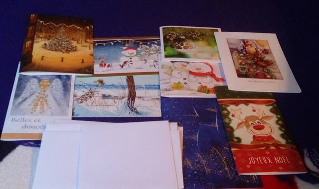 Divers lot de 9 cartes de voeux de Noël vierges avec enveloppes