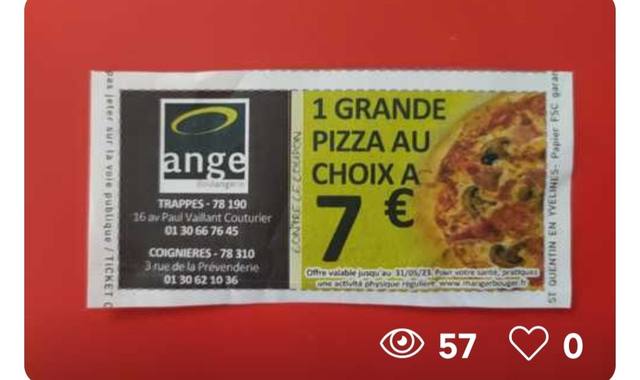 Divers bon achat 7€ grande pizza au choix - Boulangeries ANGE