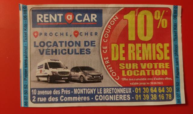 Divers coupon de réduction - 10% chez Rent a Car