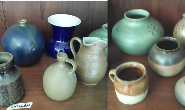 Divers poteries en grès dont deblander
