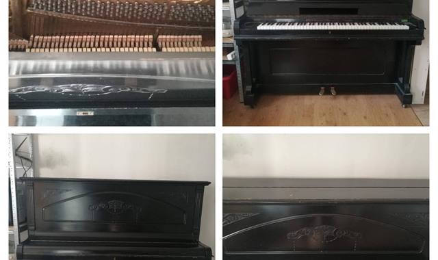 Instruments de musique piano droit noir ancien