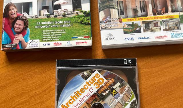 Informatique 2 cd 3d architecte pour conception et amenagement de maison et un cd de fiches p