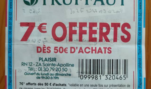 Jardinage coupon réduction 7€ chez TRUFFAUT Plaisir