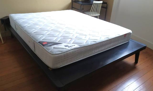 Literie lit la redoute 160x200 bois laqué noir