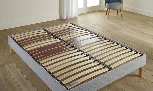 Literie lit en tissu avec sommier à lattes 90x190