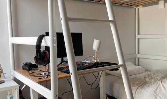 Literie lit mezzanine vitval d’IKEA blanc gris clair, 90x200 cm