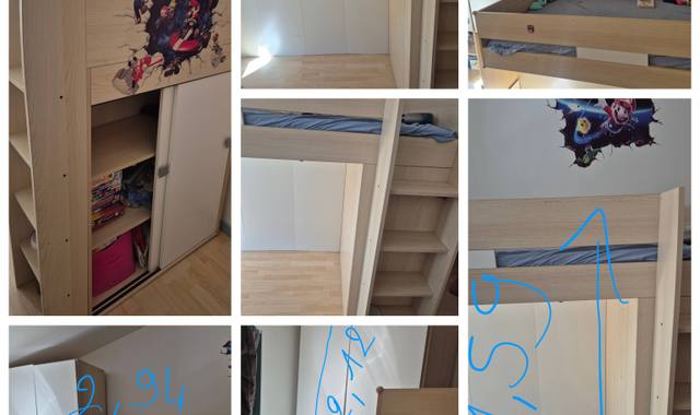 Literie ensemble lit armoire et rangement
