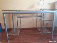 Meubles bureau verre et aluminium brossé