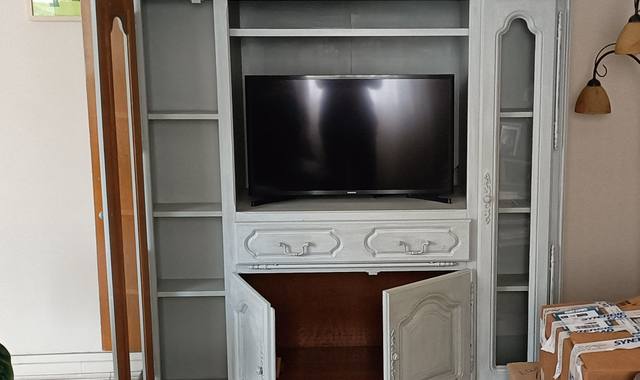 Meubles meuble télé de salon ,relooké patine gris