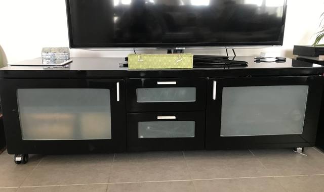 Meubles meuble TV laqué noir