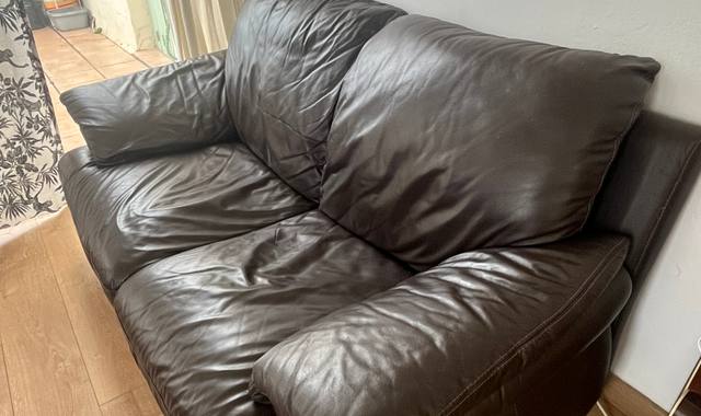 Meubles canapé 2 places simili cuir marron