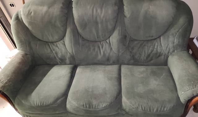 Meubles canapé 3 places en tissu velours vert