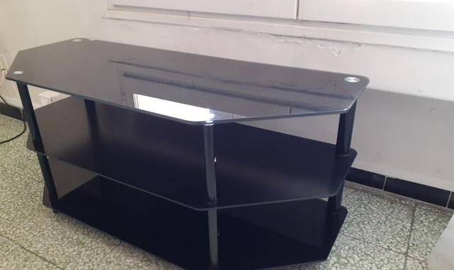 Meubles meuble / table tv en verre noir