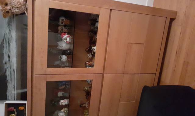 Meubles meuble vitrine 4 portes chêne massif