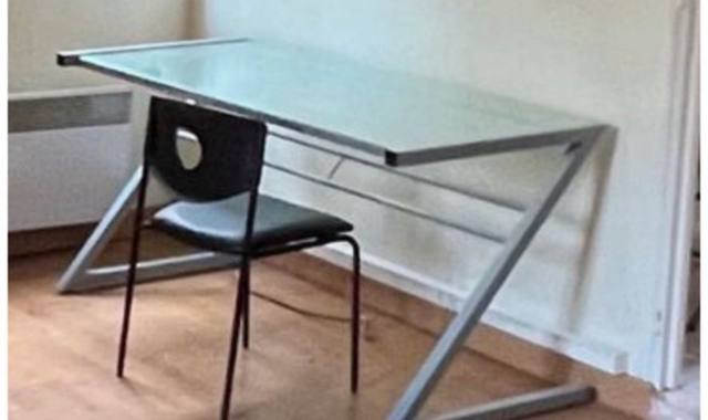 Meubles grand bureau plateau en verre