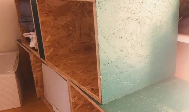 Meubles caisses OSB rangement
