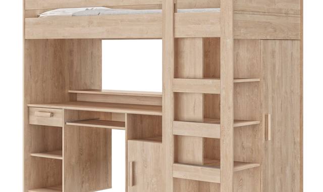 Meubles lit mezzanine chène clair