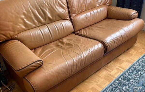 Meubles canapé cuir marron