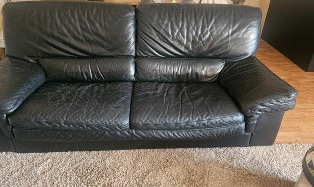 Meubles canapé 3/4places en cuir noir