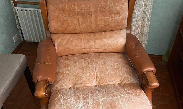 Meubles fauteuil cuir marron