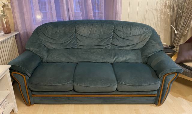 Meubles canapé 3 personnes velours vert