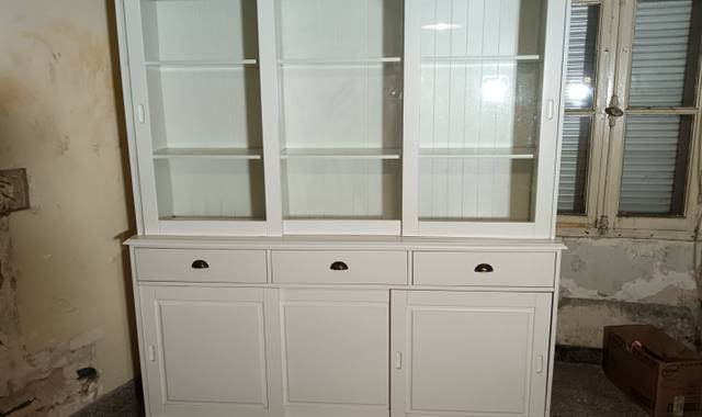 Meubles Vaisselier Blanc 6 portes coulissantes 3 Tiroirs