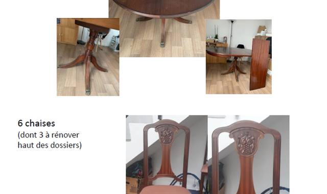 Meubles table ronde et chaises