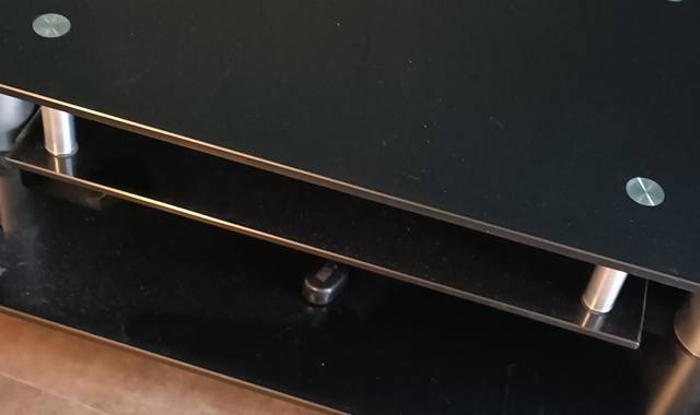 Meubles meuble hi-fi en verre noir