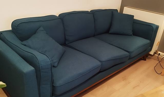 Meubles canapé tissu bleu 3 places
