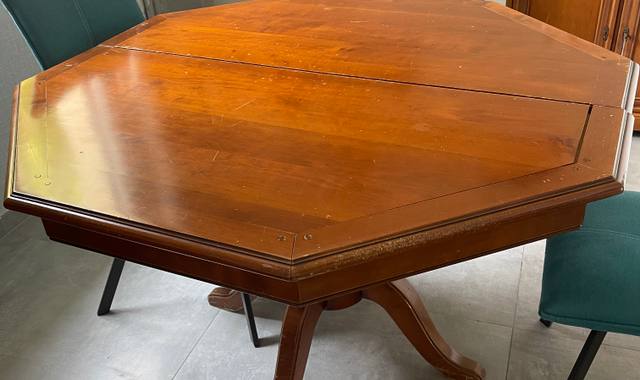 Meubles table diamètre 120cm en merisier massif avec 2 rallonges