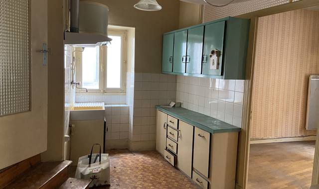 Meubles cuisine en Formica vert d’eau