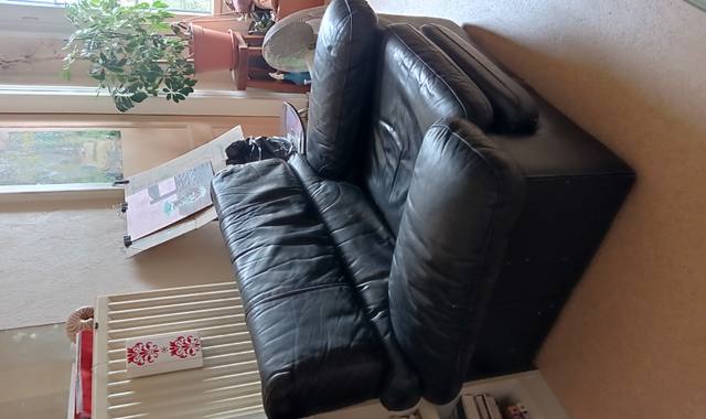 Meubles fauteuil en cuir noir