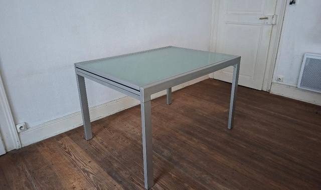 Meubles table extensible design acier/verre – 6 à 12 personnes
