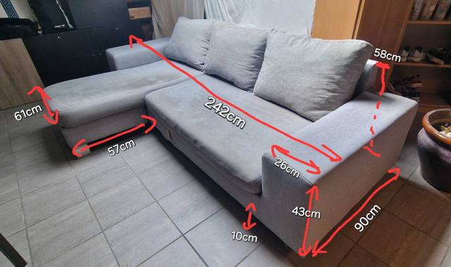 Meubles canapé méridienne amovible Gris