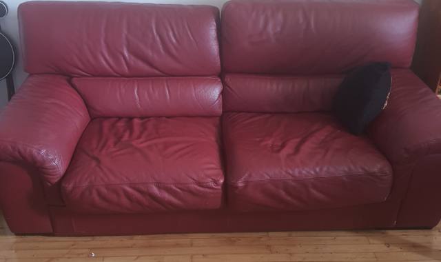 Meubles canape cuir bordeaux