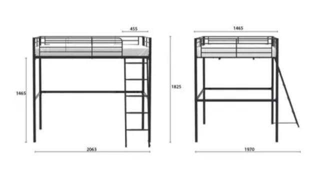 Meubles lit mezzanine 140*190